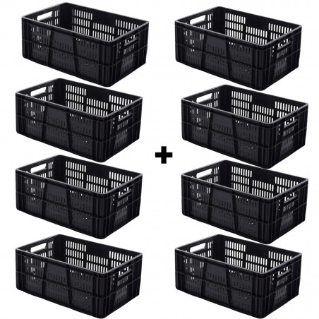 Canastilla Plástica Nueva Plana Frutera set x  8 Unidades 60x40x25