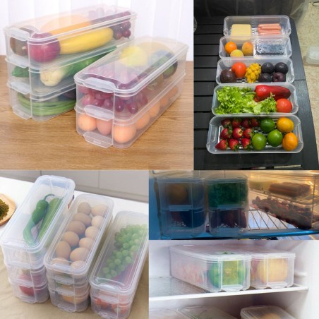 Organizador de nevera 12 recipientes apilables con rejilla