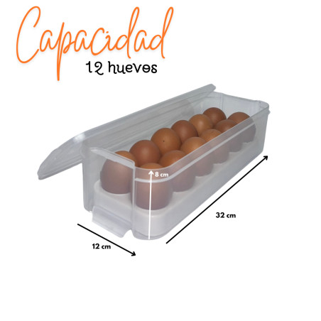 Organizador contenedor para huevos x 12 con tapa