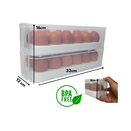 Organizador contenedor para huevos x 24 con tapa
