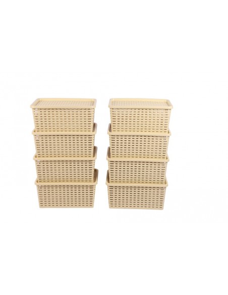 Cesta Canasta Caja Set X 6 Organizadora Con Tapa Rattan